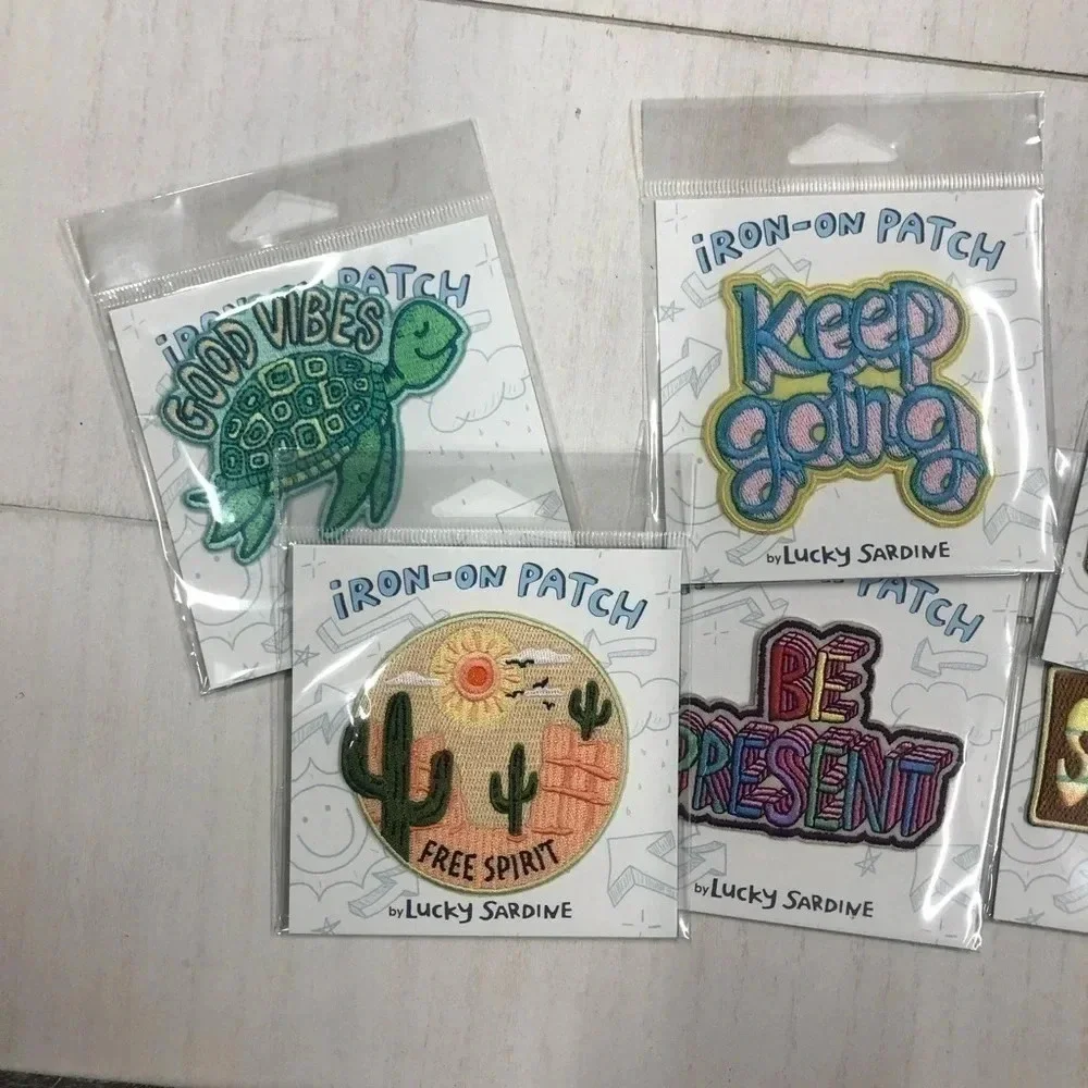 LOT of 7 Positive‎ Saying Iron On Patches Great for Clothing, Hats, Canvas Totes